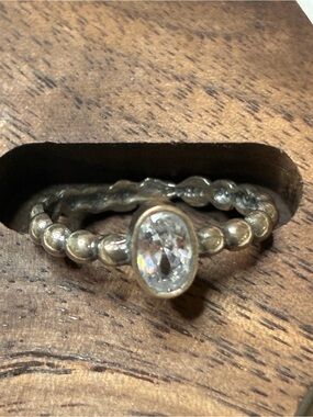 Silpada’s Sterling silver Ring with Oval Clear Stone - Women's Stackable Band,